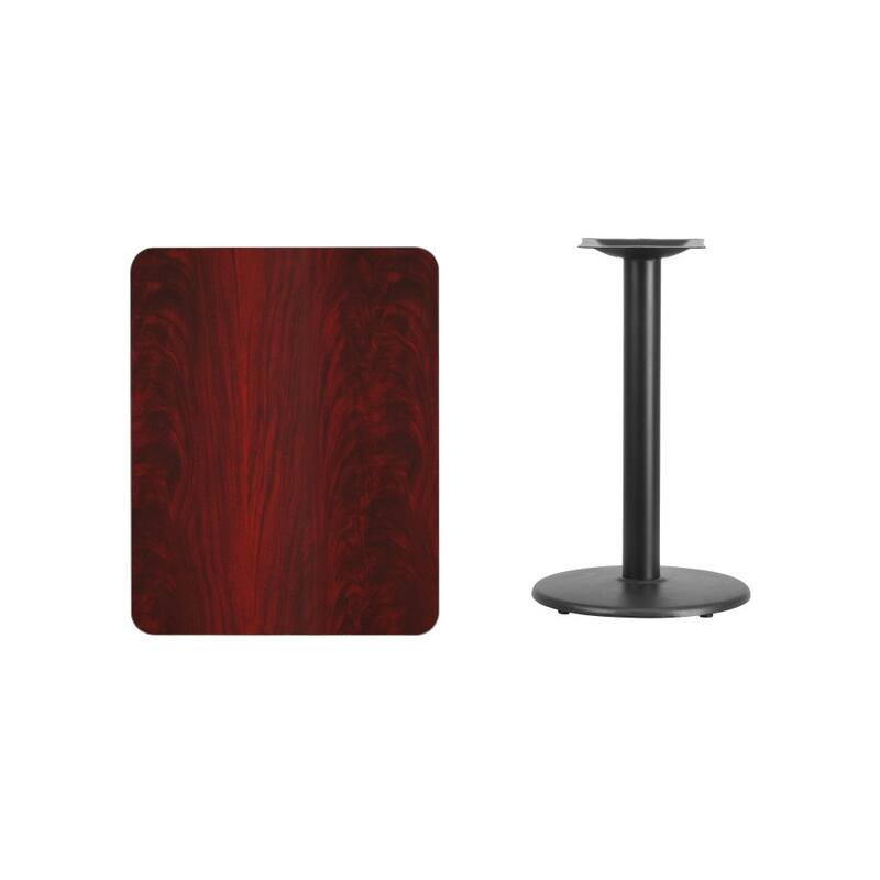 24'' x 30'' Rectangular Laminate Table Top with 18'' Round Table Height Base - 24"W x 30"D x 31.125"H