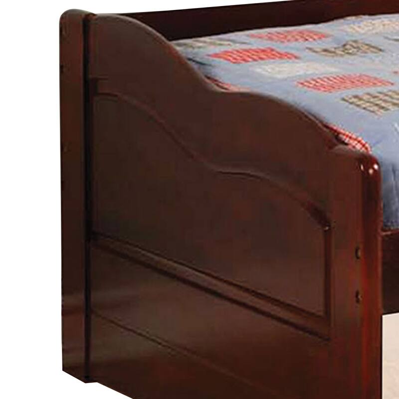 Transitional Wooden Trundle Bed with Bottom Pull Out Bedding, Brown