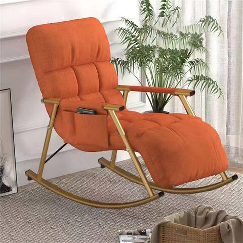 Orange Linen Rocking Chair for Small Space