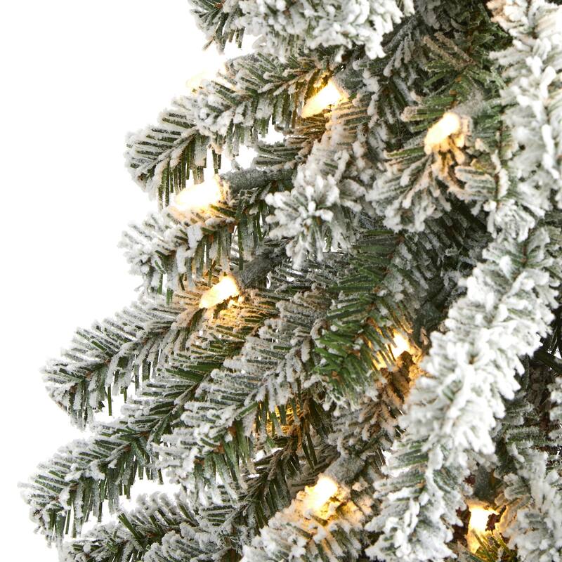 5ft. Flocked Alpine Artificial Christmas Tree with 150 Lights & 405 Branches - Winter Wonderland Holiday X-Mas Tree