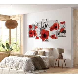 Floral Canvas Wall Art - Scarlet Red Poppies - 5 Pieces - Multi-Color ...