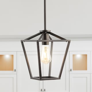 Amara 7.88" 1-Light Industrial Farmhouse Iron LED Pendant, Oil Rubbed Bronze by JONATHAN  Y