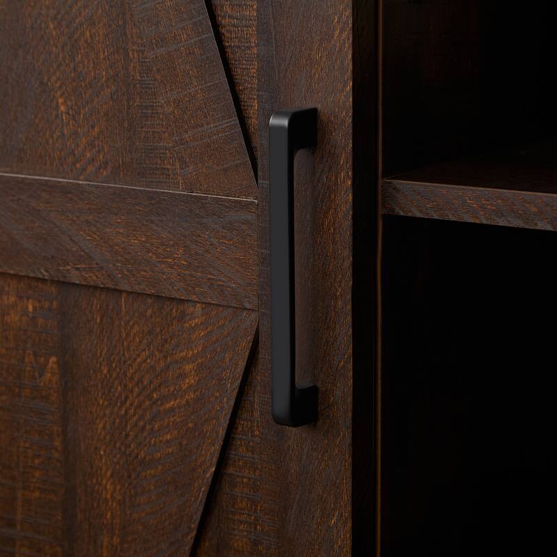 Buffet Cabinet, Wine Bar Cabinet W/Open And Hidden Shelves, Barn Doors, Quality Hardware Free Standing Storage Cabinet