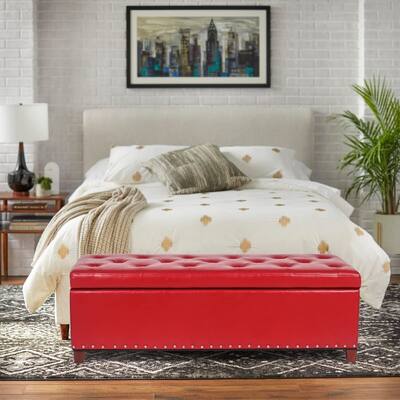 Adeco Storage Ottoman PU Leather Bench Footstool DIY Assembly Required