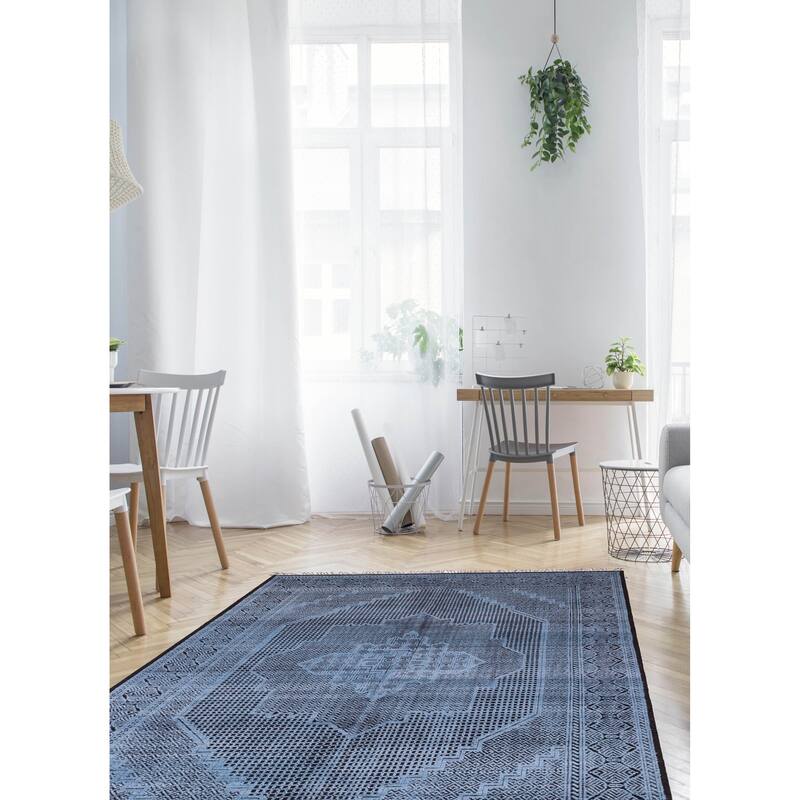ECARPETGALLERY Hand-knotted Vibrance Blue Wool Rug - 8'0 x 10'0