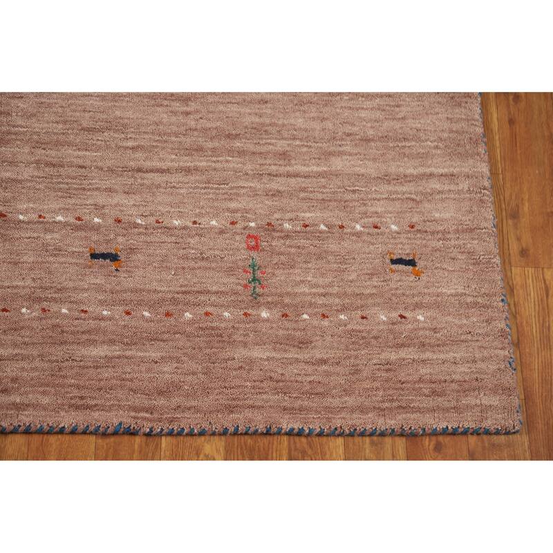 Hand Knotted Oriental 100% Wool Carpet Tribal Animal Pictorial Brown Gabbeh Area Rug - 7' 10'' X 5' 2''