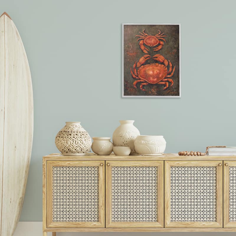 Stupell Small & Large Crab Pair Framed Giclee Art Design By Jody Bergsma