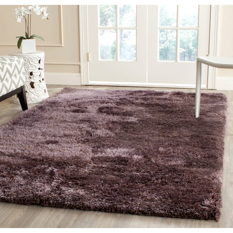 SAFAVIEH Handmade South Beach Leonella Shag Solid Polyester Rug - 5' x 8' - Lavander - Rectangle