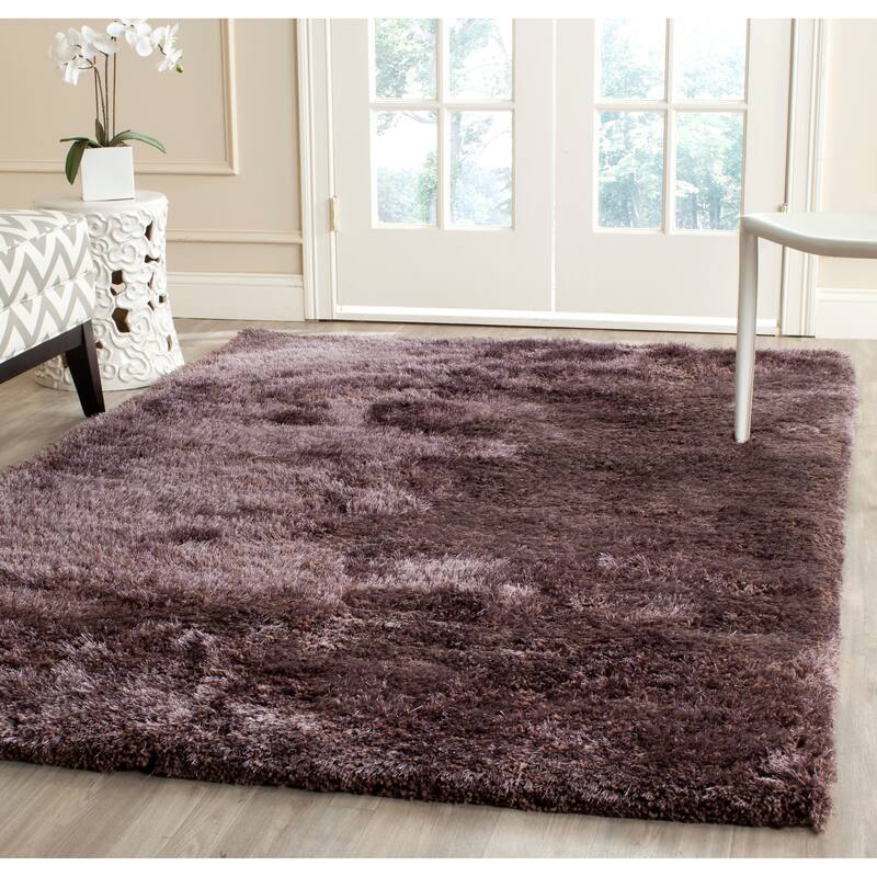SAFAVIEH Handmade South Beach Leonella Shag Solid Polyester Rug - 8' x 10' - Lavender