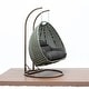 preview thumbnail 47 of 128, LeisureMod Modern 2-Person Egg Hanging Swing Chair with Beige Wicker, Oxford Fabric Cover, Patio Hammock Lounger and Cushions