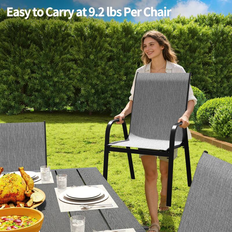 Patio Textilene Dining Chairs Set of 2/4/6/8, Outdoor Stackable Dining Chairs for Backyard, Patio Sling Chairs