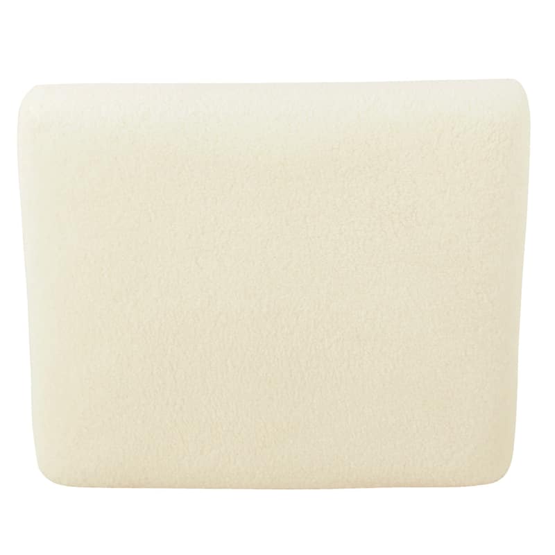 Silver Orchid Square Metal Frame Ottoman - Cream Faux Sheepskin