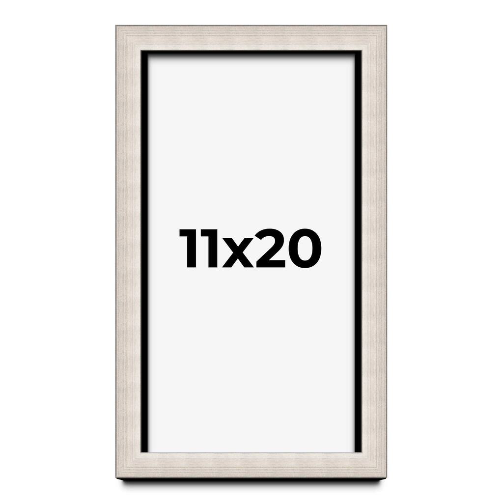 11x20 Shadow Box Frame Silver Real Wood Contemporary Shadowbox Display Frame UV Acrylic Front Acid Free Backing and Hardware