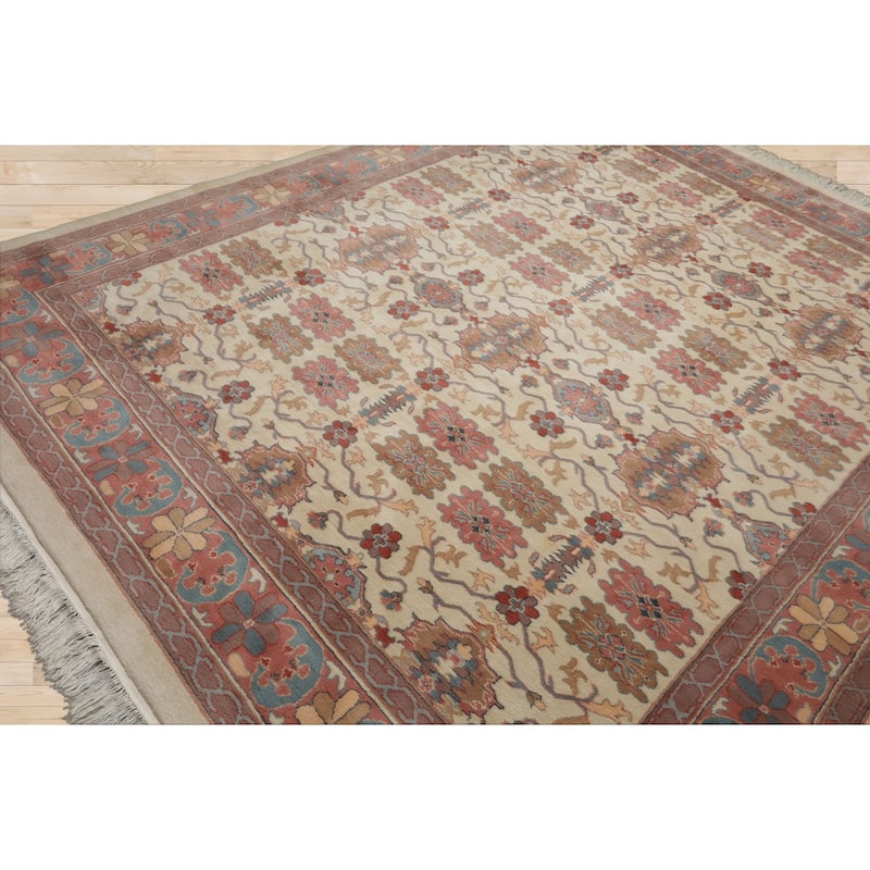 8x10 Hand Knotted Wool Ivory Jahan Old Plush Pile Pande Cameron Rug - 8' x 10'