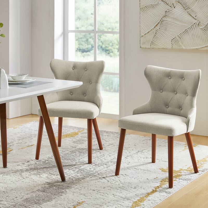 Pedro Mid-century Modern Dining Chair with Solid Wood Legs Set of 2 by HULALA HOME