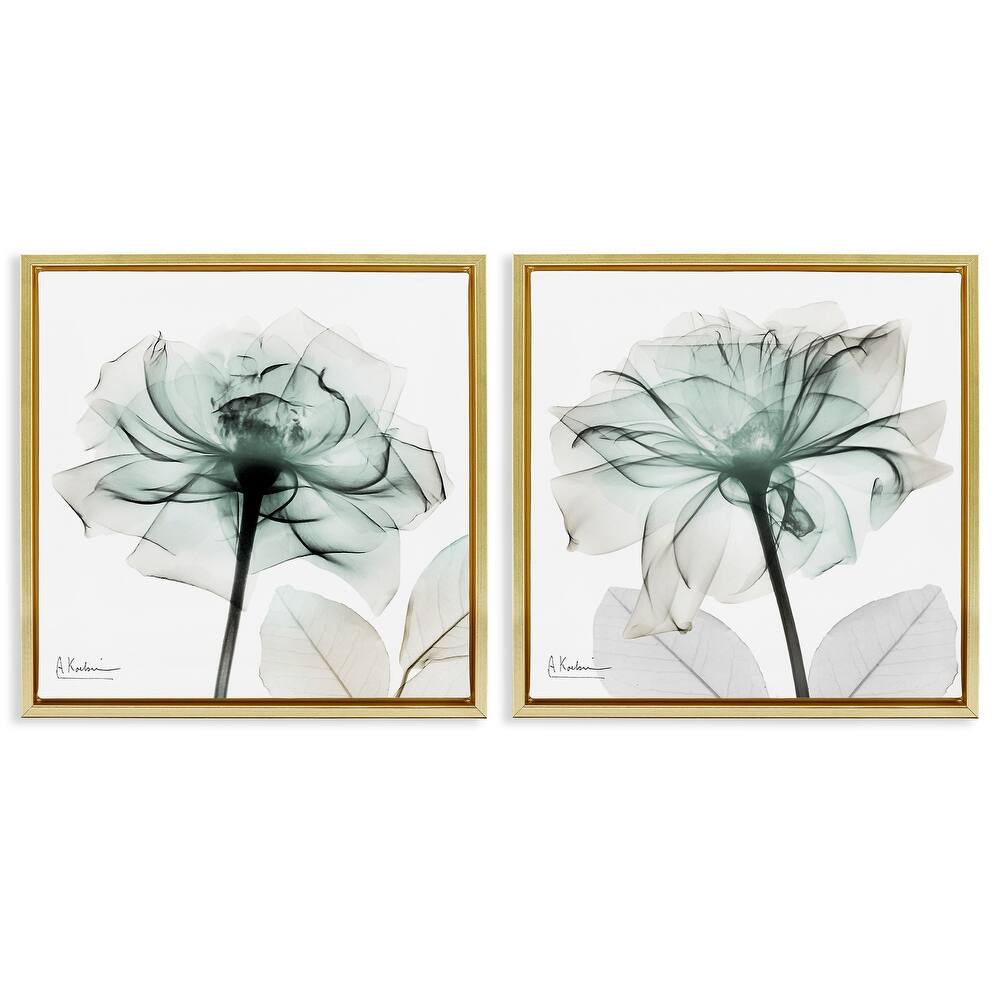 Stupell Serene Emerald Rose Framed Floater Canvas Wall Art Design By Albert Koetsier (Set of 2)
