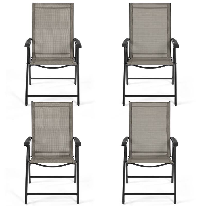 Yaheetech 4pcs Folding Dining Chairs Patio Dining Chairs with Backrest and Armrests