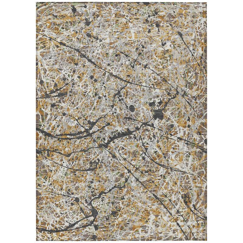 Machine Washable Indoor/ Outdoor Modern Splatter Chantille Rug
