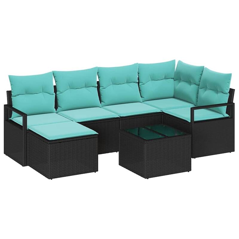 7 Piece Garden Sofa Set with Cushions - 91.3×48×27.2