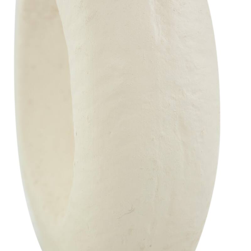Paper Mache Abstract Rounded Decorative Vase with Double Openings - Beige - Roche River Decor