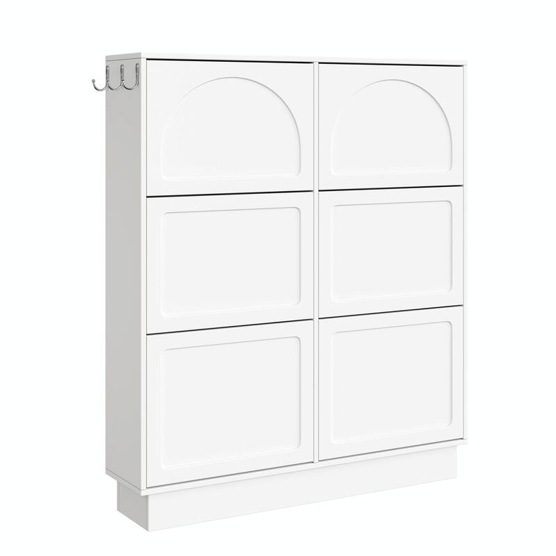 Modern Elegant Narrow Tipping Bucket Shoe Cabinet with 6 Flip Drawers