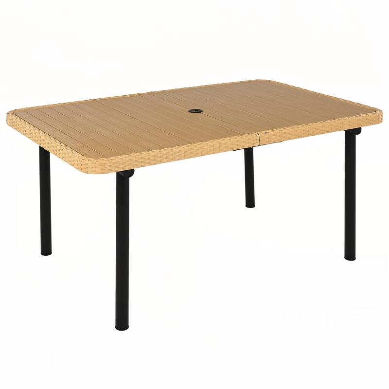 59" Outdoor Patio Dining Table, Tabletop with Umbrella Hole