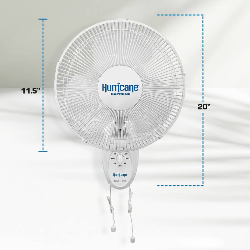 Hurricane Supreme 12 Inch Oscillating 3 Speed Portable Wall Mount Fan, 2 Pack - 7