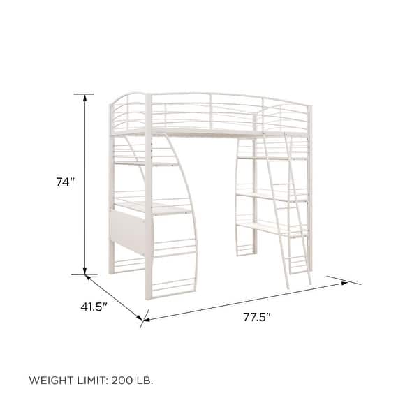 dimension image slide 0 of 3, Avenue Greene Sansa Twin Loft Bed with Integrated Desk and Shelves