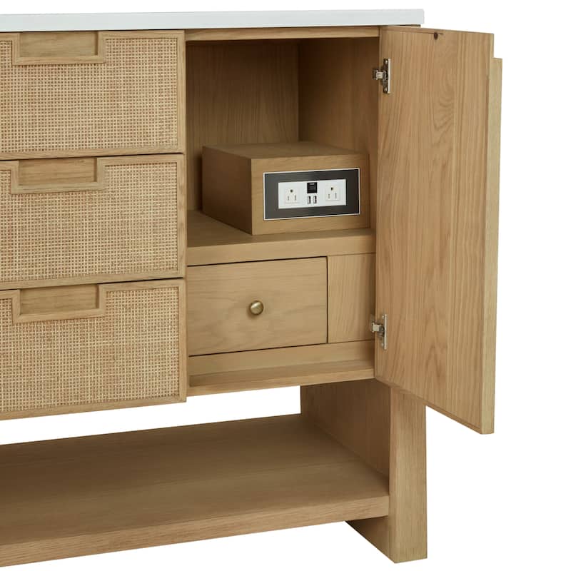 Solene 48" Single Vanity, Seaside Oak, w/FreePower Wireless Charger