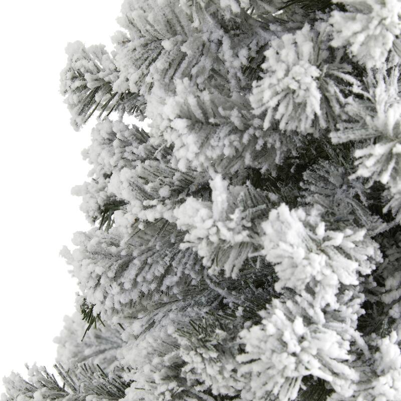 5ft. Flocked Fir Artificial Christmas Tree - Charming Snowy Seasonal Holiday X-Mas Tree
