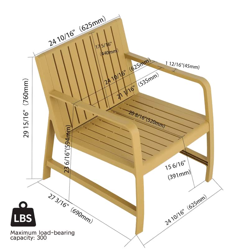 5-Piece Set - 3-Seater Sofa,2 Chairs & 2 Coffee Tables Waterproof PP Material- Easy Assembly Patio Conversation Set