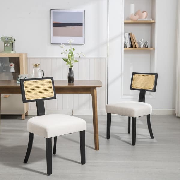 Restaurant Turniture Solid Wood Frame Chair Coffee Shop Banquet Hotel Dining Chair with Woven Backrest Set of 2 Chairs - Bed Bath & Beyond