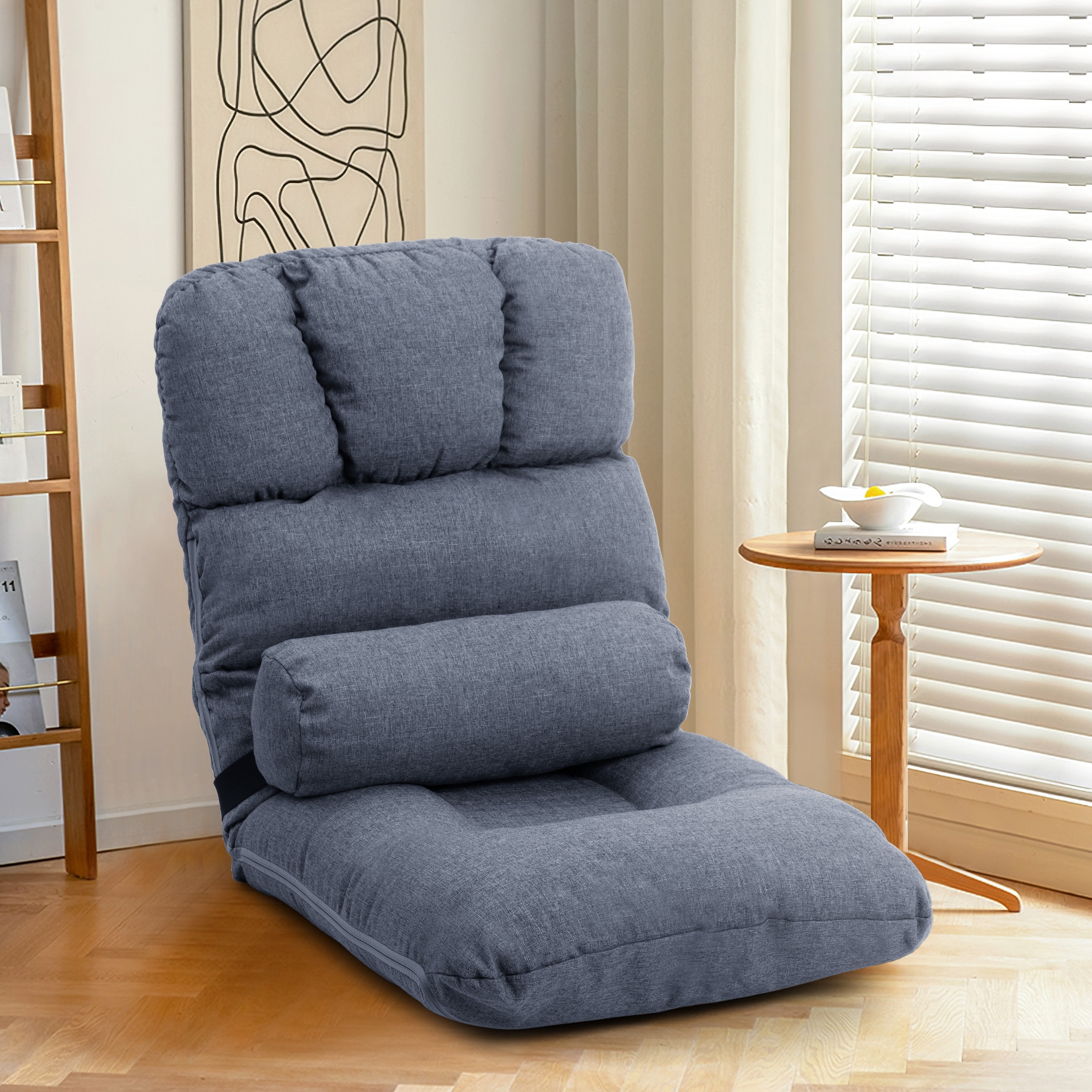 Pellebant Adjustable Padded Floor Chair Recliner With Back Pocket