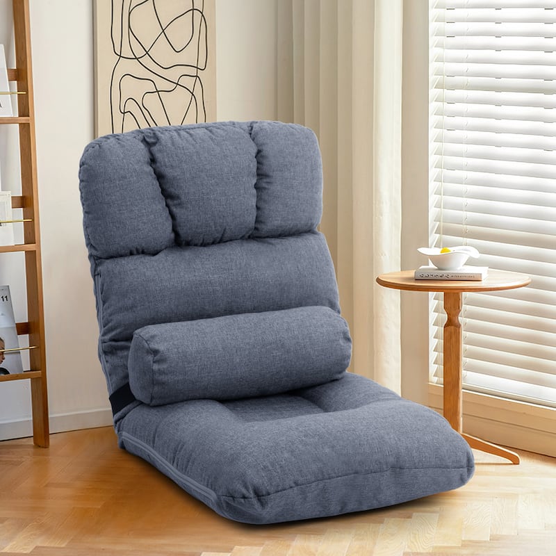 Pellebant Adjustable Padded Floor Chair Recliner With Back Pocket - Blue