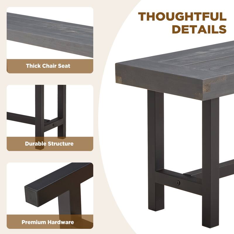 AVAWING 2 Pieces Outdoor Wooden Picnic Dining Coffee Bench