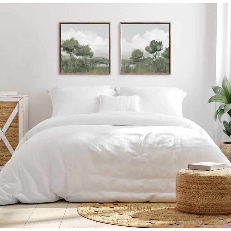 Kate and Laurel Sylvie Shades of Olive 1 and 2 Framed Canvas Art Set by Mary Sparrow