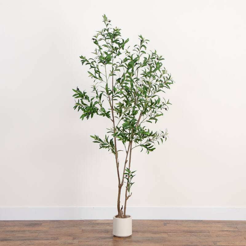 Minimalist Olive Potted Artificial Tree - 7' - Green