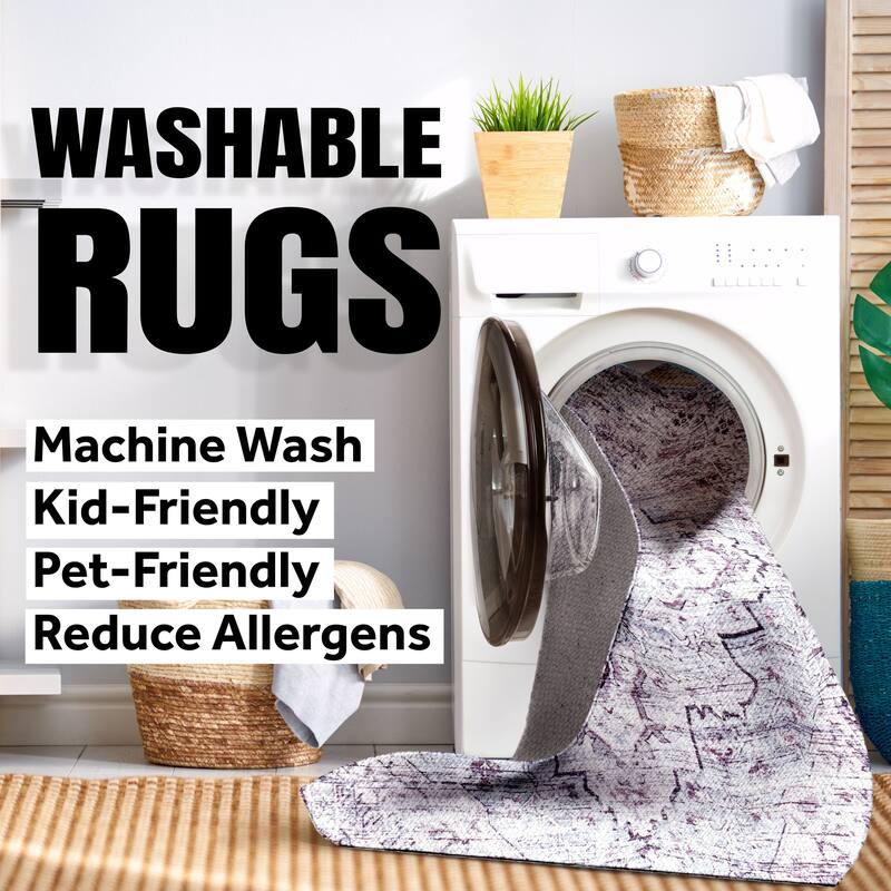 JONATHAN Y Korsa Medallion Textured Weave Machine Washable Area Rug
