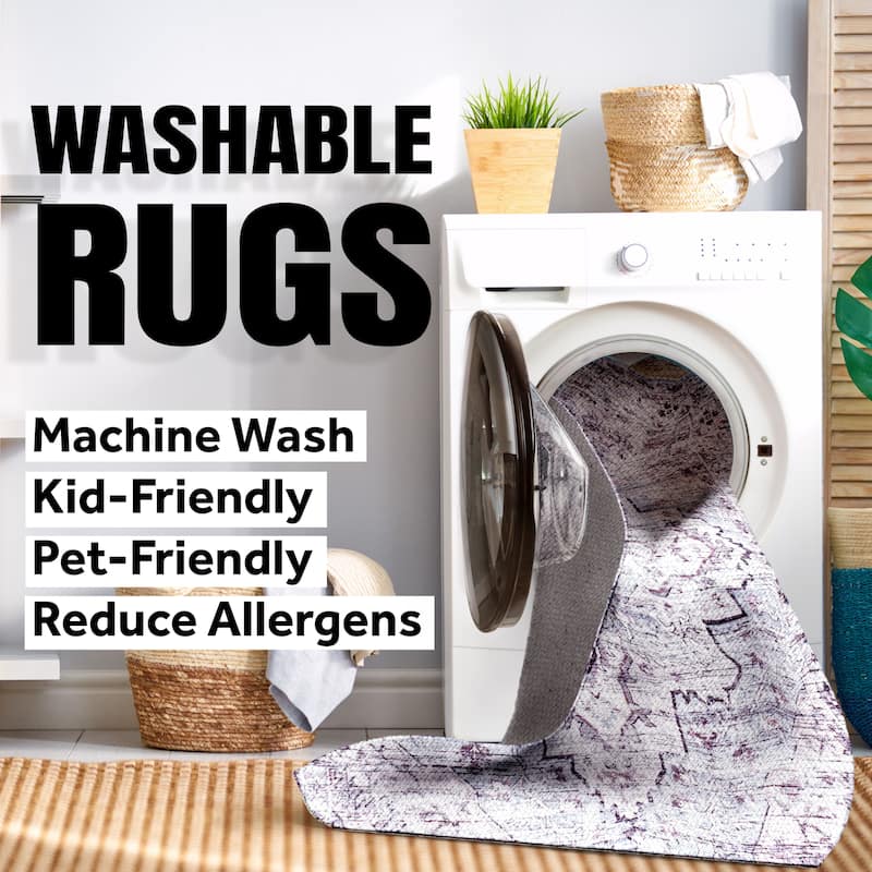 JONATHAN Y Rand Medallion Textured Weave Machine Washable Area Rug