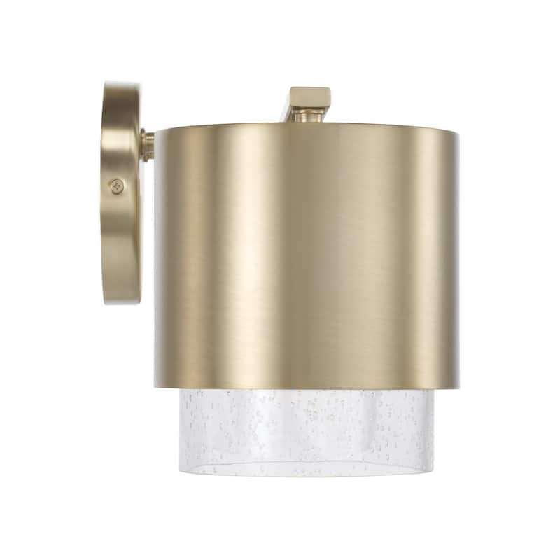 33.50"W x 8.25"H 4-Light Cylindrical Metal Vanity with Seeded Glass - N/A