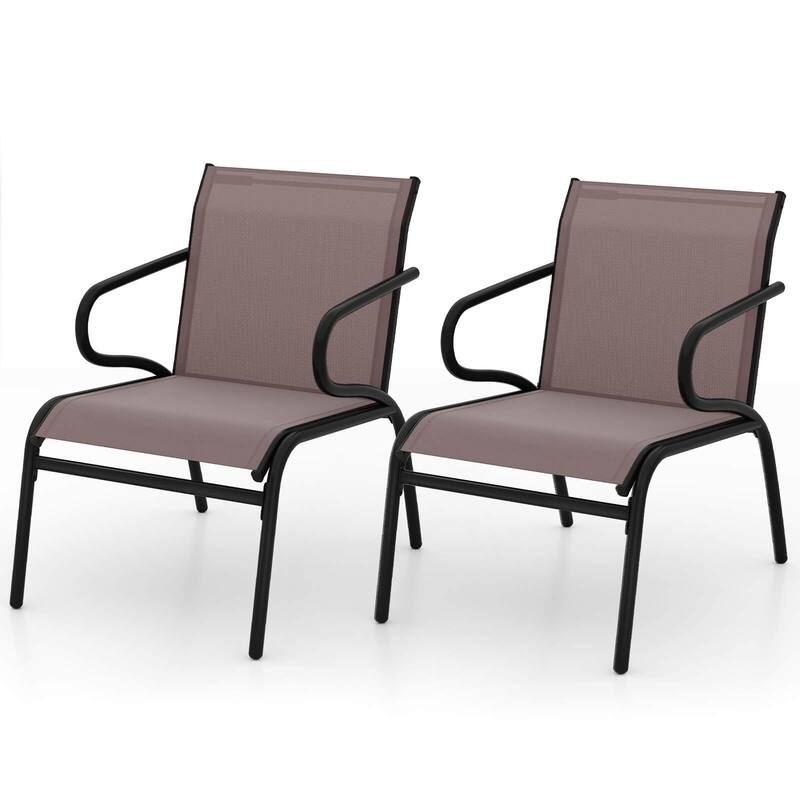 Costway Patio Chairs Set of 2/4/6 with Breathable Fabric & Metal Frame - See Details - 2 PCS