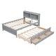 preview thumbnail 10 of 9, Superior Quality Captain Bed with Type-C USB Ports, Wood Platform Full Bed Frame with LED Light Headboard & Trundle, Grey