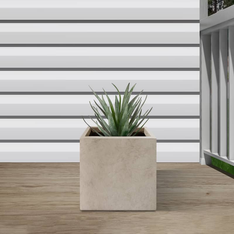 Kante 12" W Square Lightweight Metal Indoor Outdoor Planter Pot w/ Drainage Hole