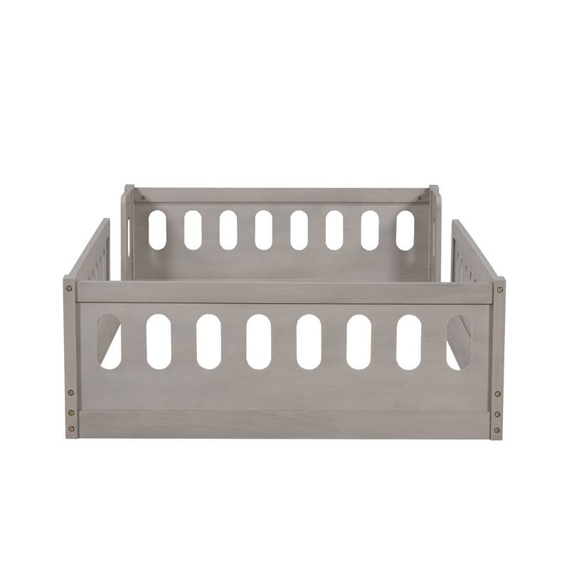 Wood Twin Size Platform Bed with Guardrail