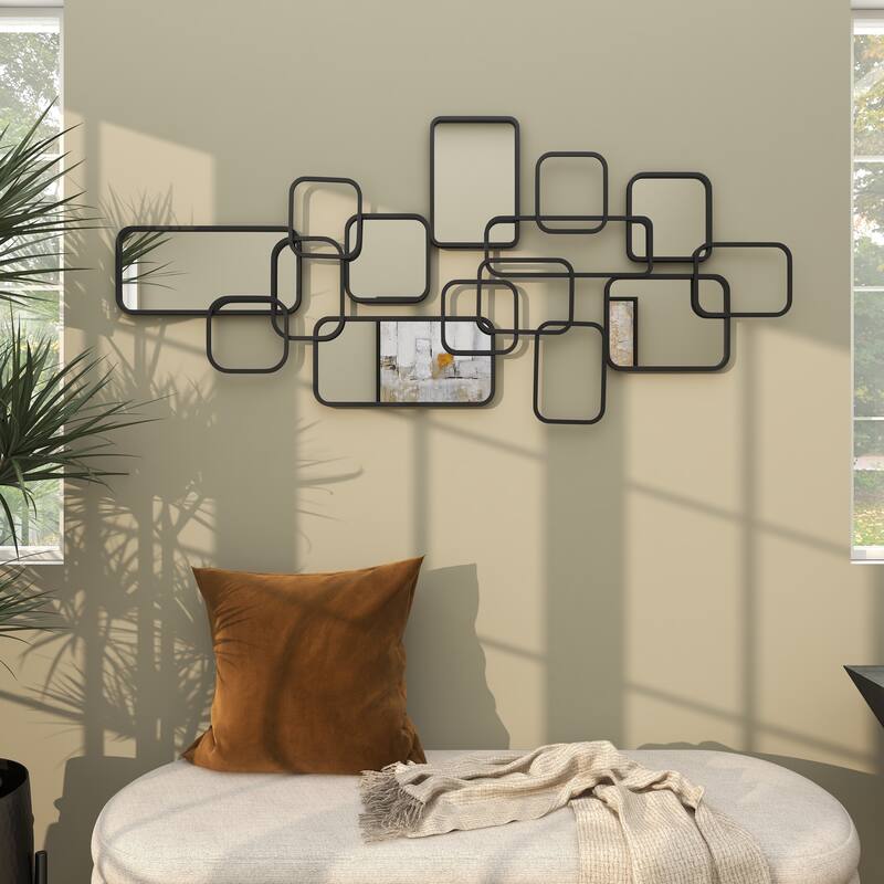 CosmoLiving by Cosmopolitan Artistic Black Metal Geometric Wall Mirror