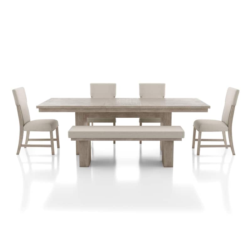 Furniture of America Yetaria Modern Farmhouse 6-Piece Natural Wood Dining Table Set