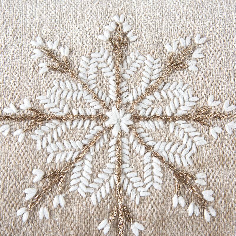 Rizzy Home Embroidered Snowflake Holiday Throw Pillow