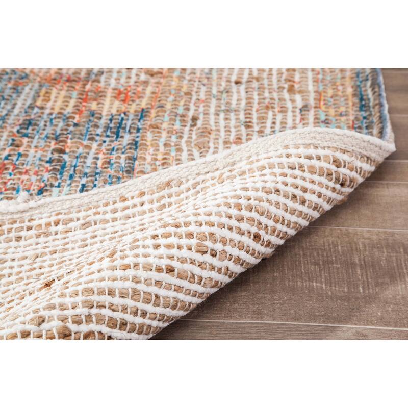 Jani Lucy Blue Floral Jute/Chenille Area Rug