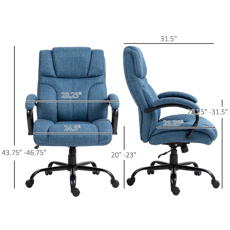 Comfortable Adjustable Height Massage Office Chair with Wide Seat Armrests and Swivel Wheels