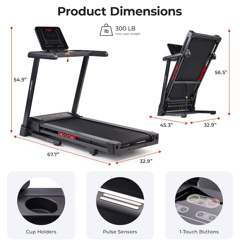 Treadmill Elite Smart Auto Incline 20 Deck T723016 - Dark Gray - 67.7 x 32.9 x 54.9